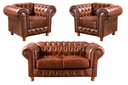 Ver imagem 1 de Conjunto Chesterfield Namoradeira + 2 Poltronas Luiz Xv Corano Marrom/ Barbearia, Sala de Estar, Rec