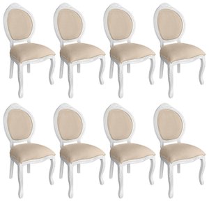 8 Cadeira Medalhao Madeira Maciça Design Ingles Luxo Poltrona Entalhada Renascentista Natural Ingles