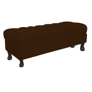 Recamier Baú Luis Xv Capitonê Retrô 180cm Suede Marrom Pés Madeira Ms Decor