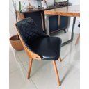 Ver imagem 2 de Cadeira para Sala de Jantar Estofada Milão Prata/Preto