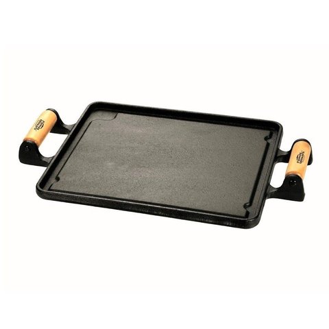 Chapa Lisa Quadrada Ferro Alça Madeira Panelamineira 30x30cm