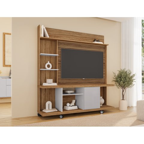 Estante para TV e Home Theater até 47 Polegadas 160CMX175CM 1 Porta Basculante Taurus Marrom