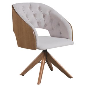 Poltrona Decorativa Giratória Núbia para Sala de Estar em Linho Off White - Mobília Mobília