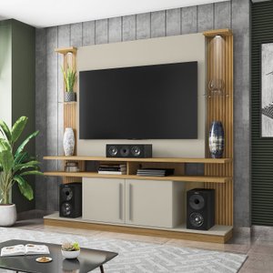 Estante Home para TV até 60 Polegadas  com Led e Prateleiras de Vidro York