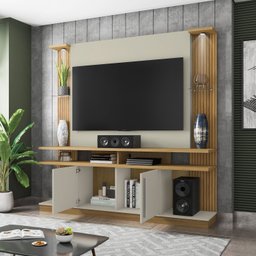 Estante Home para TV até 60 Polegadas  com Led e Prateleiras de Vidro York - 5