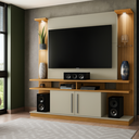 Ver imagem 1 de Estante Home para TV até 60 Polegadas 183CMX180CM com LED e Prateleiras de Vidro York Marrom