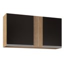 Ver imagem 1 de Armário Aéreo 100cm 2 Portas Indiana Castanho/Preto - Lumil Móveis