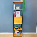 Ver imagem 1 de Estante Style de Ferro e Madeira Slim 6 Prateleiras Industrial com 1 Gaveteiro Carvalho e Preto