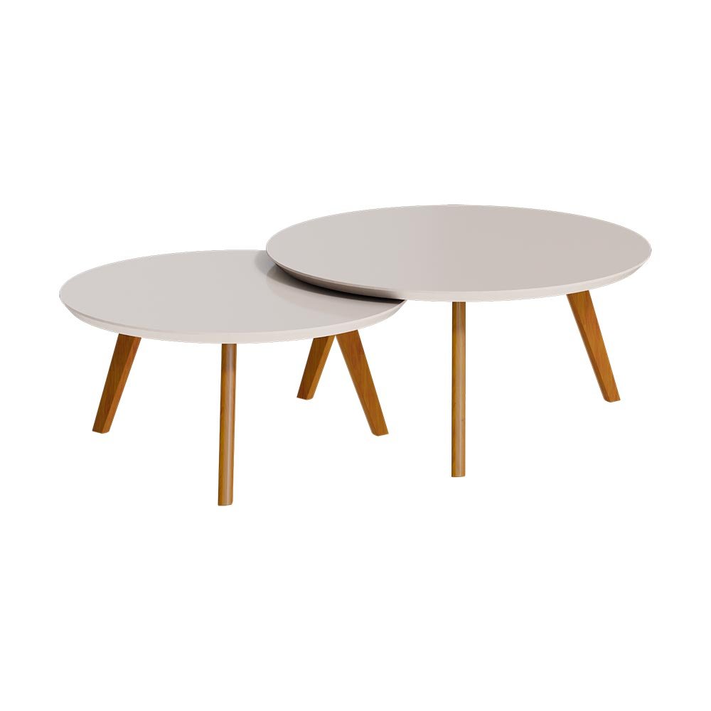 Conjunto de Mesa Classic Centro Redonda - Off White Imcal