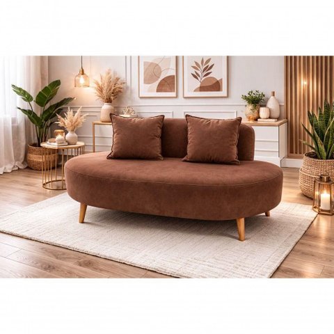 Sofá Feijão 2 Lugares 115cm Marrom Suede do Lar Móveis