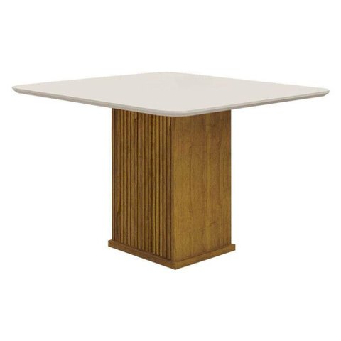 Mesa de Jantar Napoli 90x90 Freijó Decor Off White – Leifer Móveis