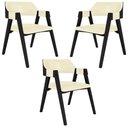 Ver imagem 1 de Kit 3 Cadeiras Sala de Jantar e Jogos Carteados Madeira Maciça Poker Pu Offwhite/preto G42 - Gran Be