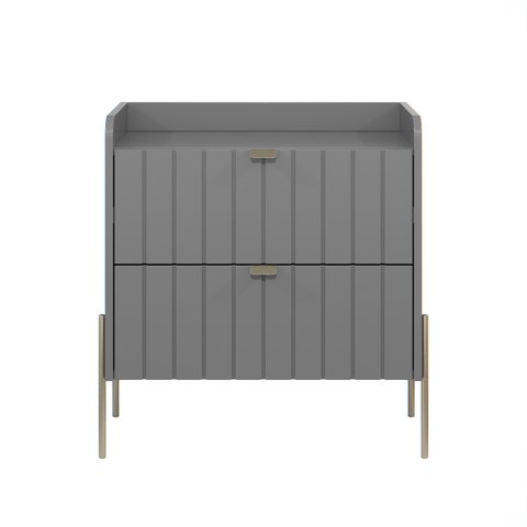 Mesa de Cabeceira Cinza em Madeira Mdf Moriah 60cm Pés de Ferro Champagne