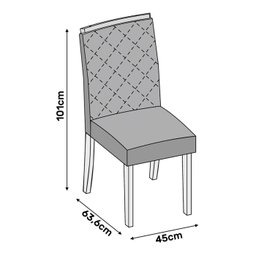 Conjunto Mesa de Jantar Lucy Carvalho/Creme com 6 Cadeiras Sara Suede Nude - 6