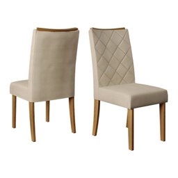 Conjunto Mesa de Jantar Lucy Carvalho/Creme com 6 Cadeiras Sara Suede Nude - 4