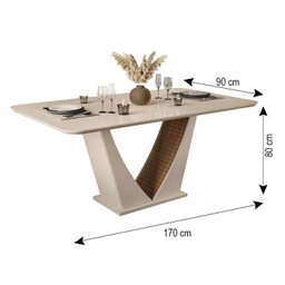 Conjunto Mesa de Jantar Lucy Carvalho/Creme com 6 Cadeiras Sara Suede Nude - 5