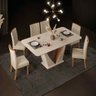 Conjunto Mesa de Jantar Lucy Carvalho/Creme com 6 Cadeiras Sara Suede Nude - 2