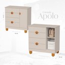 Ver imagem 4 de Quarto de Bebê Completo Berço 2 em 1, Cômoda e Guarda Roupa MDF Apolo Reller Areia Fosco
