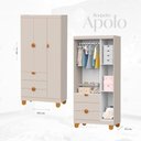 Ver imagem 5 de Quarto de Bebê Completo Berço 2 em 1, Cômoda e Guarda Roupa MDF Apolo Reller Areia Fosco