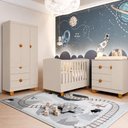Ver imagem 1 de Quarto de Bebê Completo Berço 2 em 1, Cômoda e Guarda Roupa MDF Apolo Reller Areia Fosco