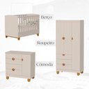 Ver imagem 2 de Quarto de Bebê Completo Berço 2 em 1, Cômoda e Guarda Roupa MDF Apolo Reller Areia Fosco