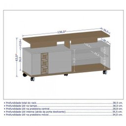 Rack para TV até 52 Polegadas com 5 Rodízios Topázio - 4