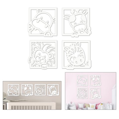 Quadro Decorativos Aplique Infantil Bichinhos Safari Baby