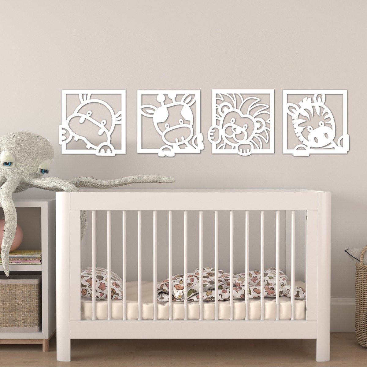 Quadro Decorativos Aplique Infantil Bichinhos Safari Baby - 4