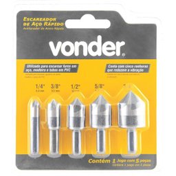 ESCAREADOR AÇO RAPIDO 1/4 A 3/4 JOGO COM 5 PECAS VONDER - 2