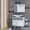 Ver imagem 2 de Gabinete Banheiro Turin 50 Cm Armário com Espelheira e Cuba:rovere