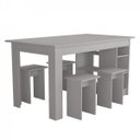 Ver imagem 3 de Conjunto Mesa com Nichos e 4 Bancos Branco