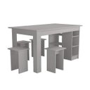 Ver imagem 2 de Conjunto Mesa com Nichos e 4 Bancos Branco