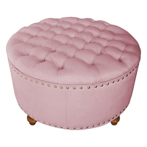 Puff Amora 70 Cm Suede Marrom Slk Decor Amara Rosa Claro