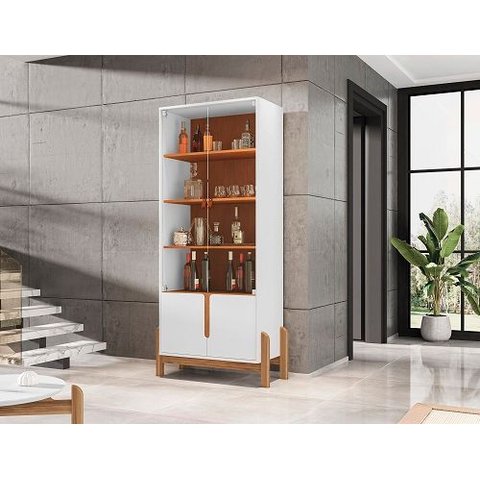 Cristaleira Lizz Branco/cedro - Casa D Móveis