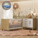 Ver imagem 1 de Quarto de Bebê com Cômoda 4355 e Berço 4315 Freijó Branco Acetinado + Colchão Ortobom Patoti Móveis