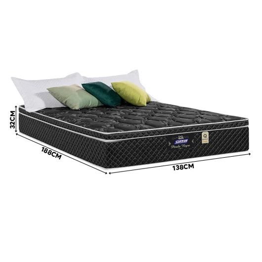 Cama Box Baú Preto + Colchão Casal Perola Negra 138x188x32 Cm Mola Ensacada - Gazin Colchões - 2