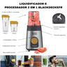 Liquidificador Com Processador de Alimentos Portátil Base Inox e 2 Copos BlackDecker 110/127v - 4