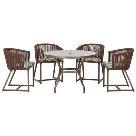 Mesa com 4 Cadeiras e Noronha Estofado 5 Trama Original Marrom