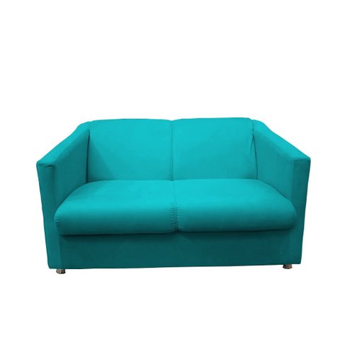 Namoradeira Decorativa Biane Suede Azul Tifany 2 Lugares Pés Cromado Mz Decor