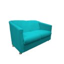 Ver imagem 2 de Namoradeira Decorativa Biane Suede Azul Tifany 2 Lugares Pés Cromado Mz Decor