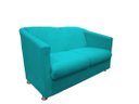 Ver imagem 2 de Namoradeira Decorativa Biane Suede Azul Tifany 2 Lugares Pés Cromado Mz Decor