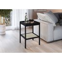 Ver imagem 1 de Mesa Lateral Quadrada c/ Prateleira  43cm Palhinha Pé Madeira Oslo Artesano | Nero - Nero/Preto