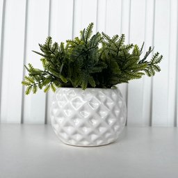 Vaso Cachepot Branco em Alto Relevo 3d Decoração Casa - 3