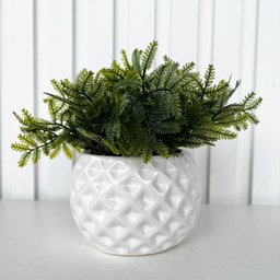 Vaso Cachepot Branco em Alto Relevo 3d Decoração Casa - 4