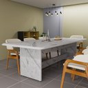 Ver imagem 2 de Mesa de Jantar Grande Tampo Estilo Marmore Cozinha e Varanda Área Gourmet Estrutura Robusta