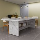 Ver imagem 3 de Mesa de Jantar Grande Tampo Estilo Marmore Cozinha e Varanda Área Gourmet Estrutura Robusta