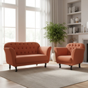 Ver imagem 2 de Kit Namoradeira + 1 Poltrona Decorativa Dália Veludo Terracota