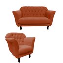 Ver imagem 3 de Kit Namoradeira + 1 Poltrona Decorativa Dália Veludo Terracota