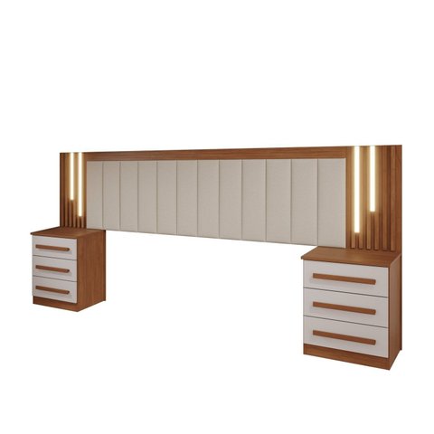Cabeceira Casal Extensível Estofada com Led Luminous Yescasa