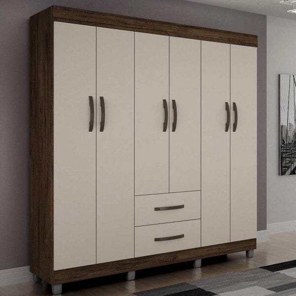 Guarda-Roupa Casal 6 Portas 2 Gavetas Paris 